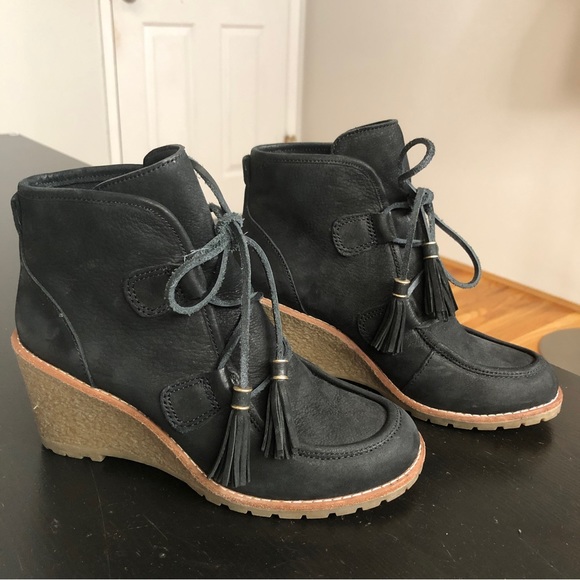 Leather Wedge Ankle Boots 